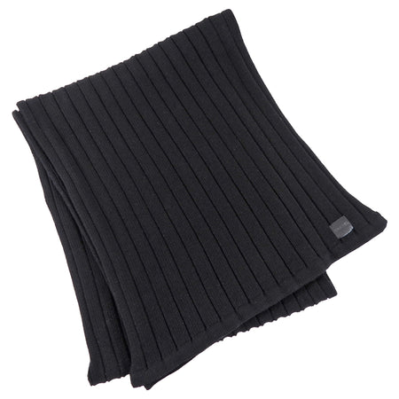 Chanel Sport Black Cotton Rib Knit Large Muffler Scarf