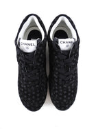 Chanel 22A Black Suede Interlocking CC All Over Logo Sneakers - 40