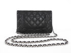 Chanel Black Calfskin Leather Quilted Timeless Wallet on Chain