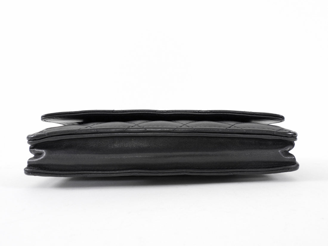 Chanel Black Calfskin Leather Quilted Timeless Wallet on Chain