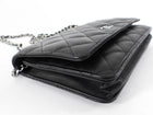 Chanel Black Calfskin Leather Quilted Timeless Wallet on Chain