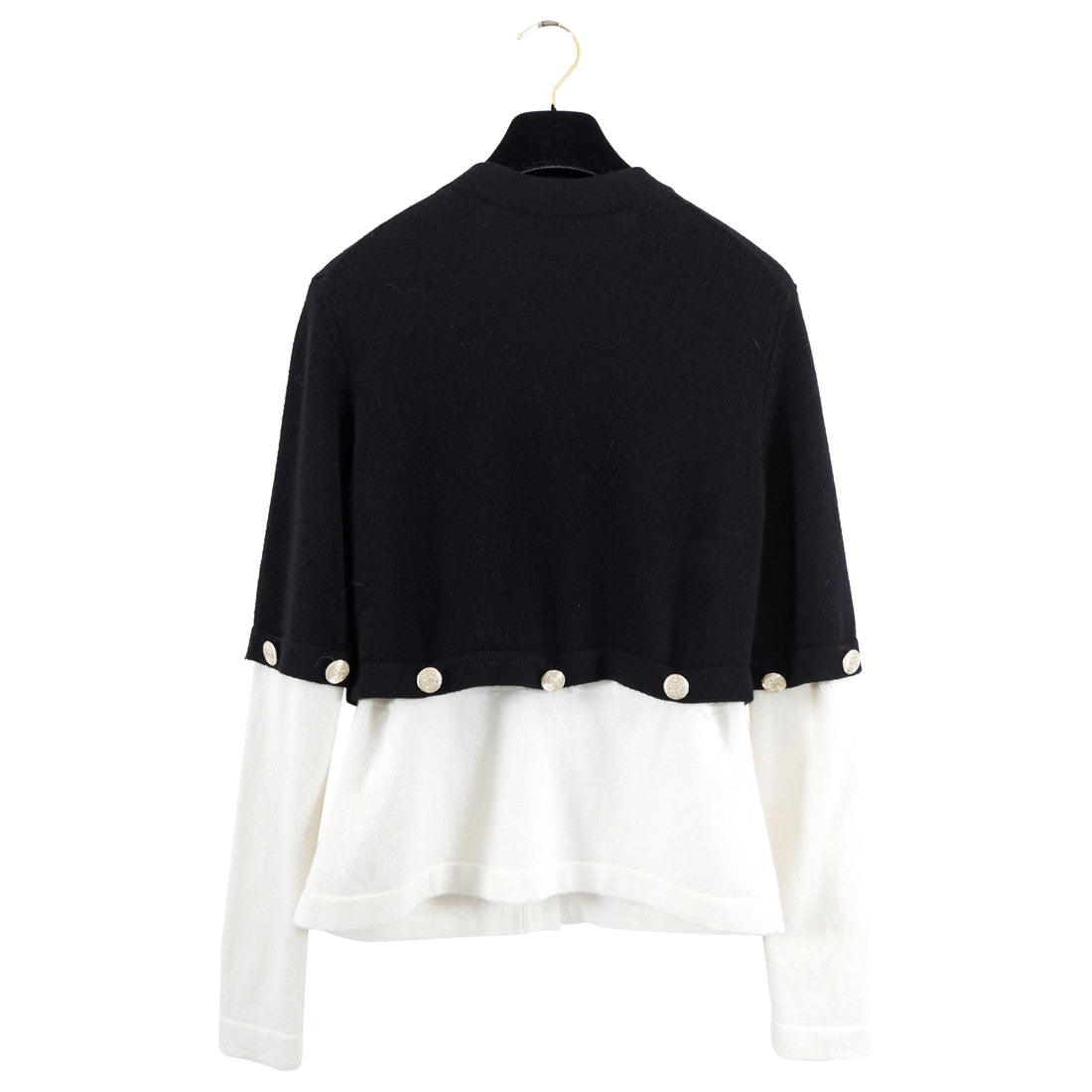 Chanel 22C Black and Off-White Cashmere 4 in 1 Cardigan - FR38 / S