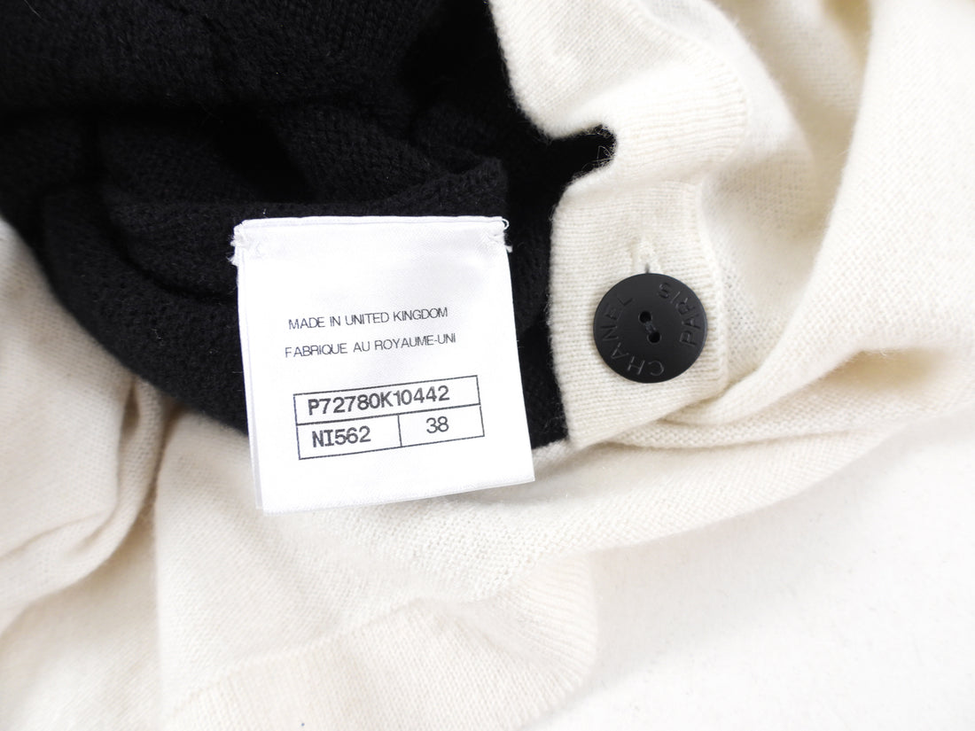 Chanel 22C Black and Off-White Cashmere 4 in 1 Cardigan - FR38 / S