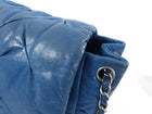Chanel Teal Blue Pleated Leather CC Chain Flap Bag