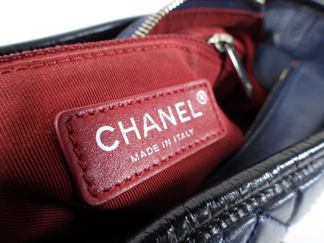 Chanel Small Navy and Black Quilted Gabrielle Chain Bag
