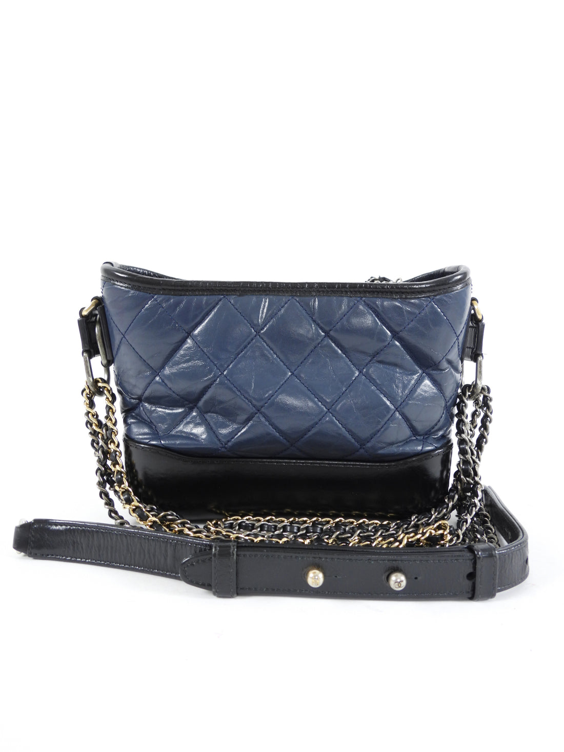 Chanel Small Navy and Black Quilted Gabrielle Chain Bag