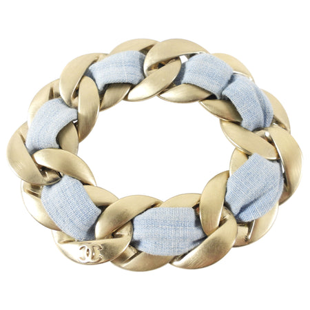 Chanel 09C Blue and Gold Chain Bracelet