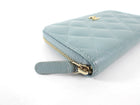 Chanel Blue Caviar Shimmer Leather Small Zippy Wallet