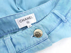 Chanel 21S Turquoise Blue Denim Wide Leg Jeans - 36