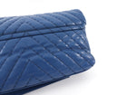 Chanel Blue Quilted Leather Chevron Flap Chain Bag