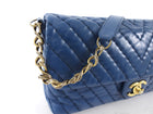 Chanel Blue Quilted Leather Chevron Flap Chain Bag