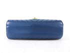 Chanel Blue Quilted Leather Chevron Flap Chain Bag