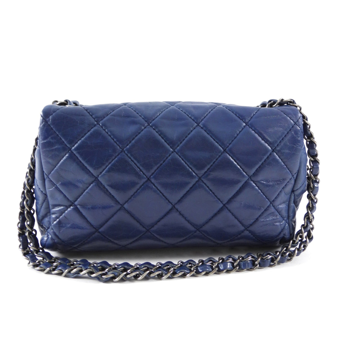 Chanel Navy Blue Quilted Medium Trapeze Accordion Flap Bag