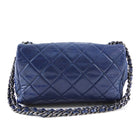 Chanel Navy Blue Quilted Medium Trapeze Accordion Flap Bag