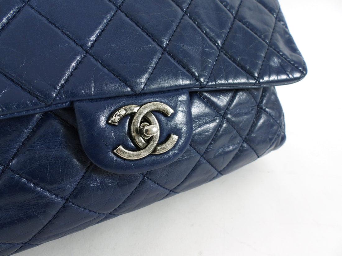 Chanel Large Navy Quilted Leather Coco Soft Flap Bag