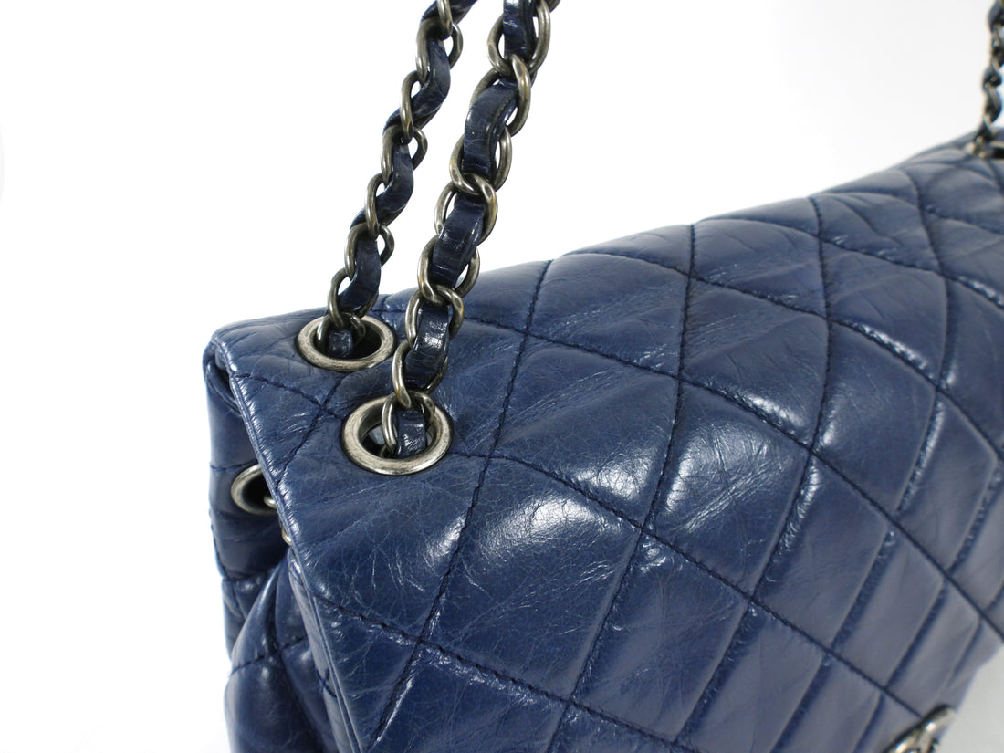 Chanel Large Navy Quilted Leather Coco Soft Flap Bag