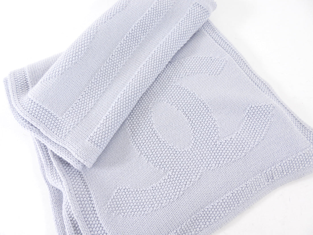 Chanel Light Blue Wool CC Large Muffler Scarf