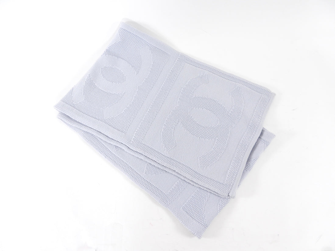 Chanel Light Blue Wool CC Large Muffler Scarf