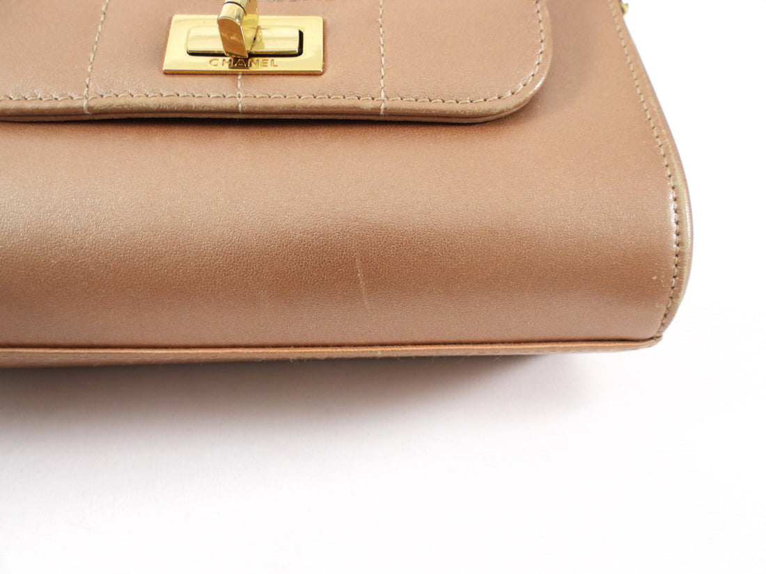 Chanel Vintage 2002 Metallic Pink Mini 2.55 Chocolate Bar Reissue Chain Flap Bag
