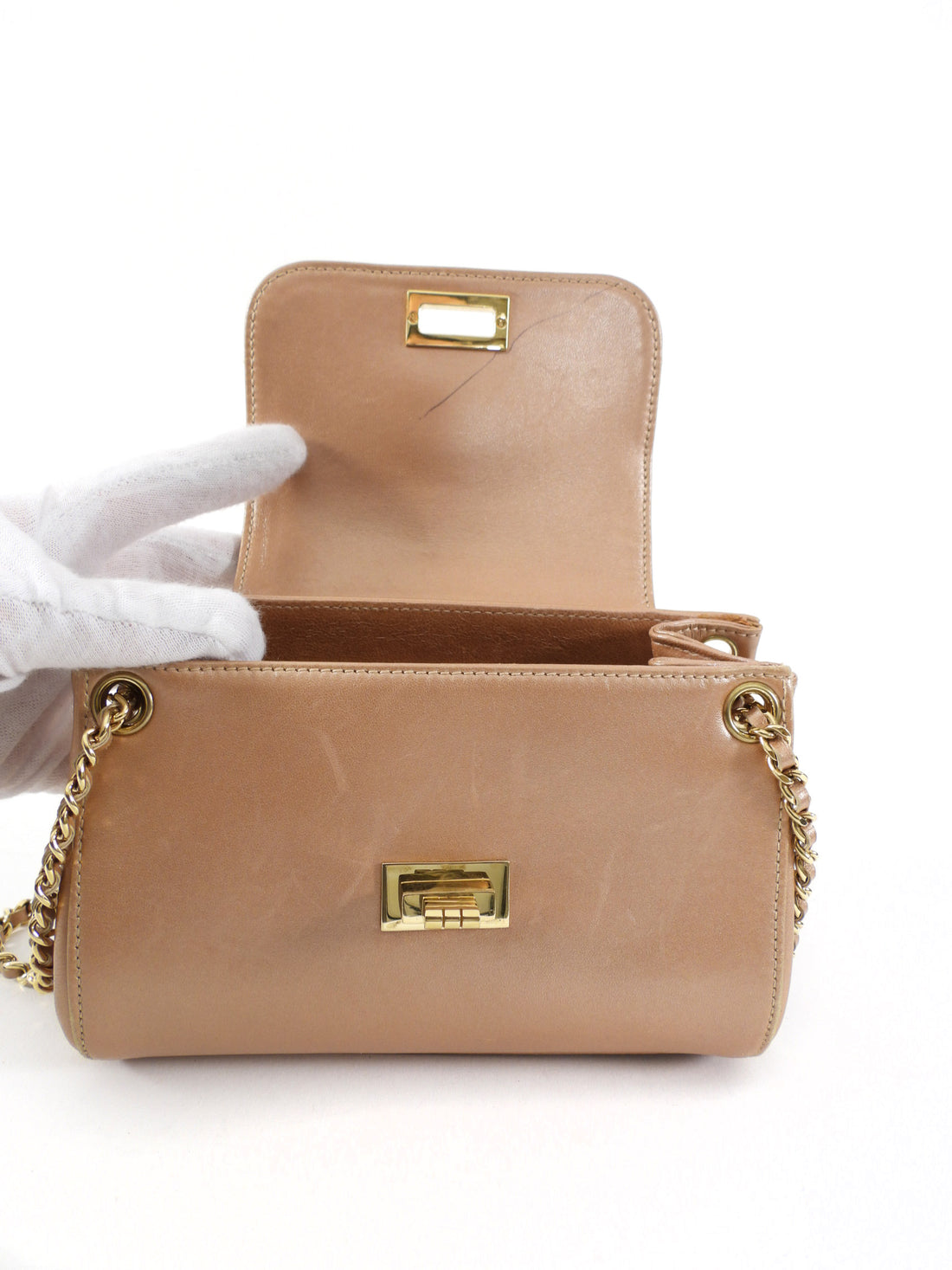 Chanel Vintage 2002 Metallic Pink Mini 2.55 Chocolate Bar Reissue Chain Flap Bag