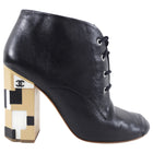 Chanel Cubist Block Heel Black Leather Ankle Boots - 36 / 6