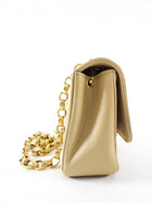 Chanel Vintage 1989 Beige Mini Quilted Border Chain Flap Bag