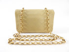 Chanel Vintage 1989 Beige Mini Quilted Border Chain Flap Bag