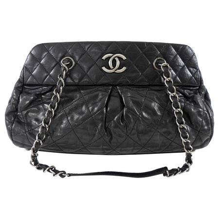 Chanel Black Leather Chic Quilt Bowling Bag