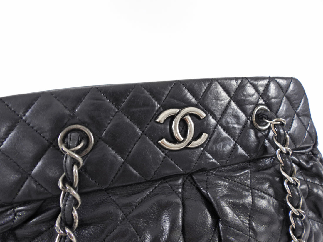 Chanel Black Leather Chic Quilt Bowling Bag