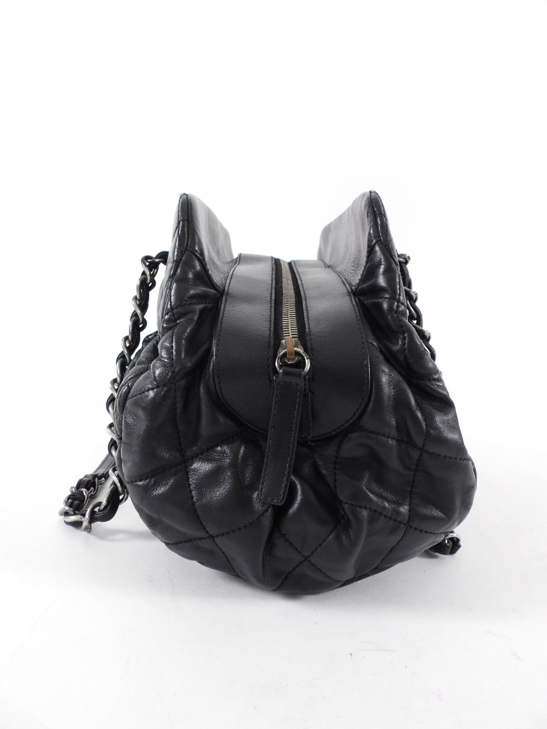 Chanel Black Leather Chic Quilt Bowling Bag