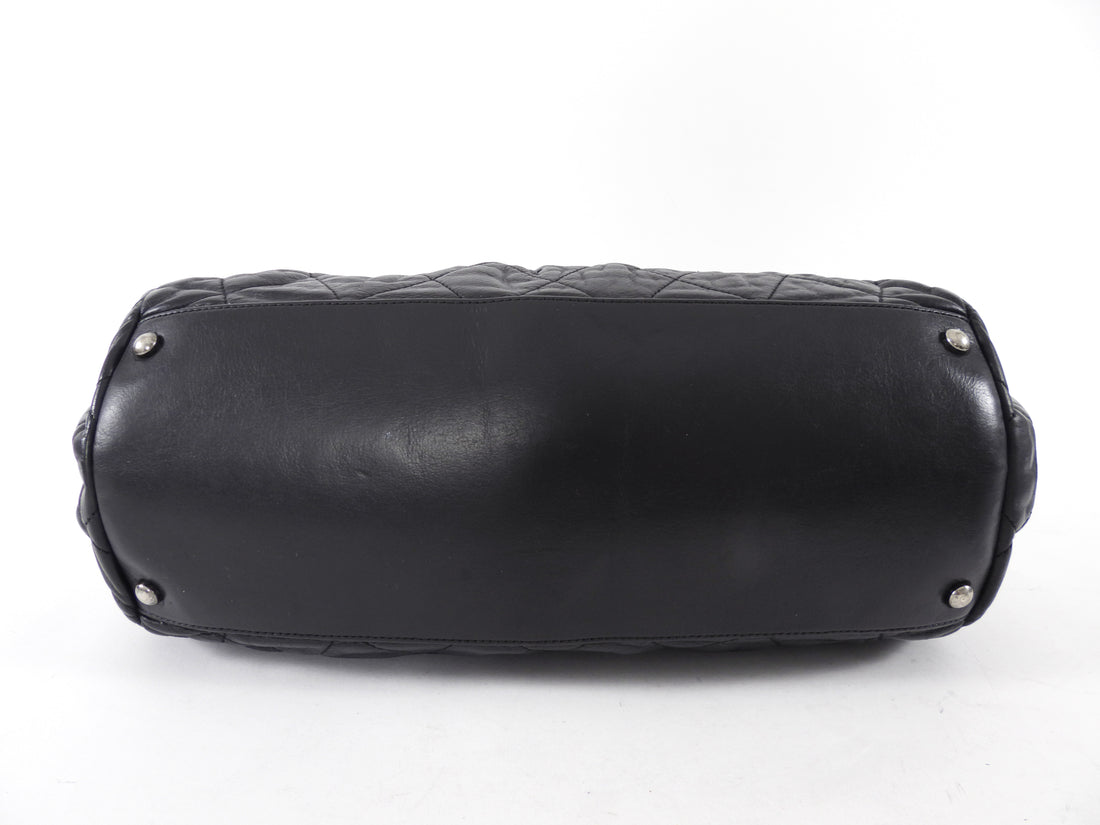 Chanel Black Leather Chic Quilt Bowling Bag