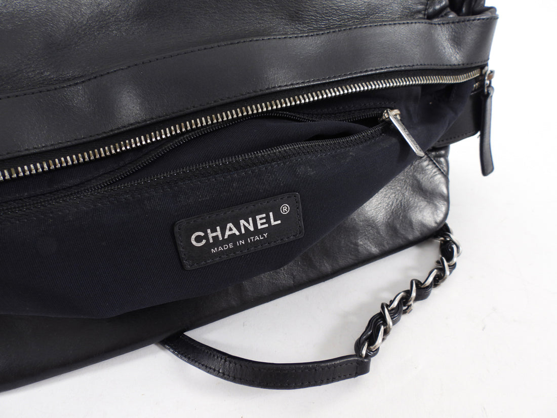 Chanel Black Leather Chic Quilt Bowling Bag