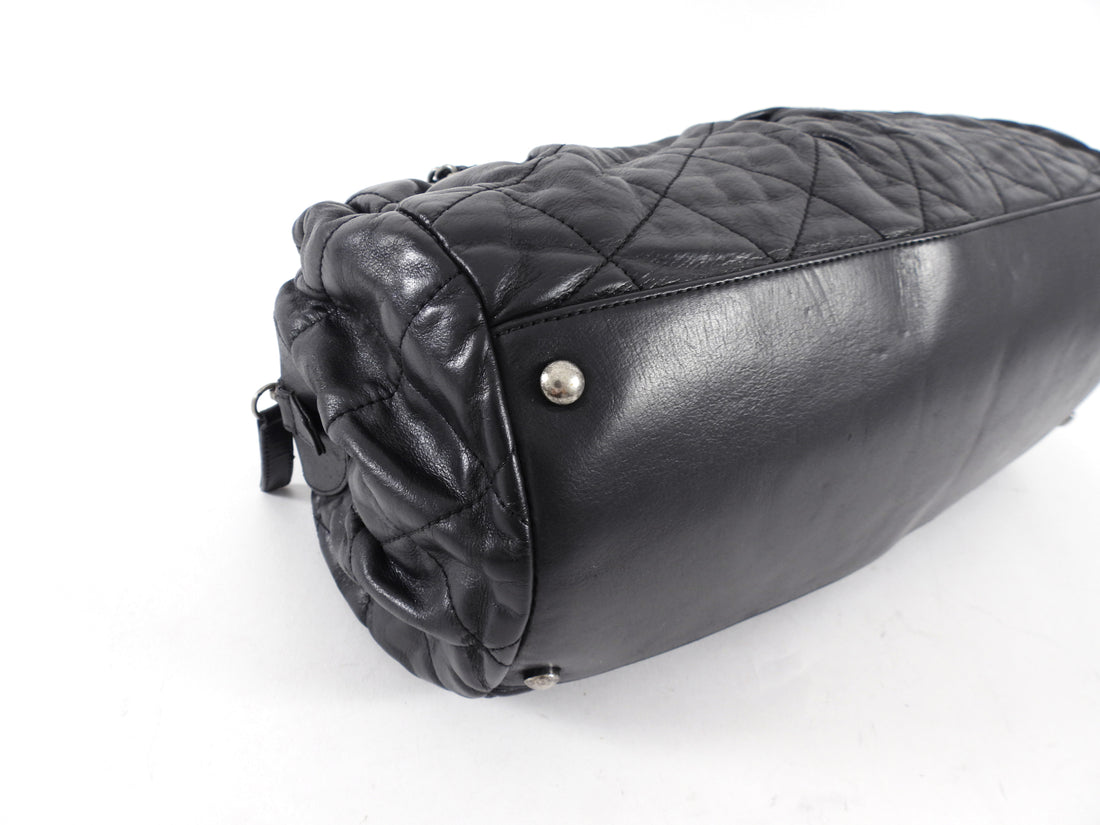 Chanel Black Leather Chic Quilt Bowling Bag