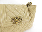 Chanel Beige Quilted Leather Boy Accordion Chain Tote Bag