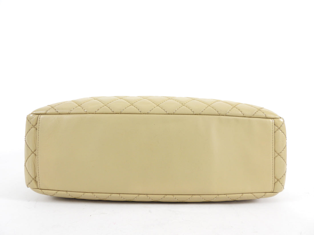 Chanel Beige Quilted Leather Boy Accordion Chain Tote Bag