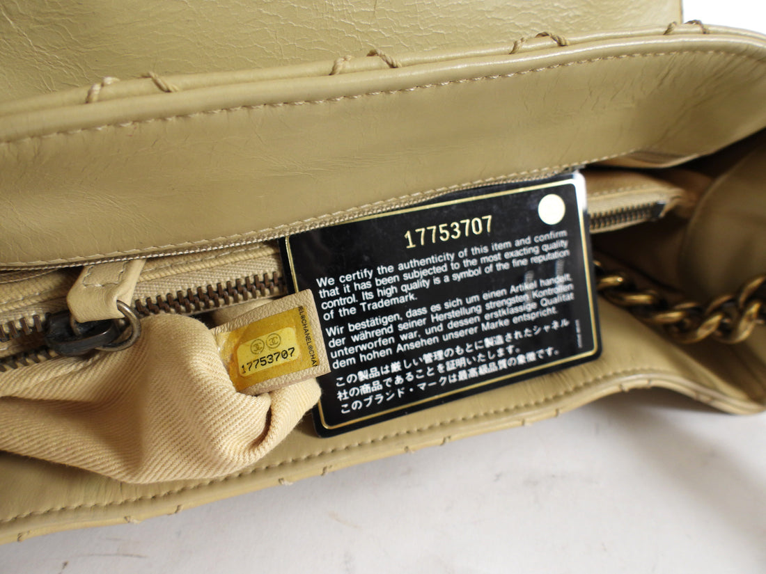 Chanel Beige Quilted Leather Boy Accordion Chain Tote Bag