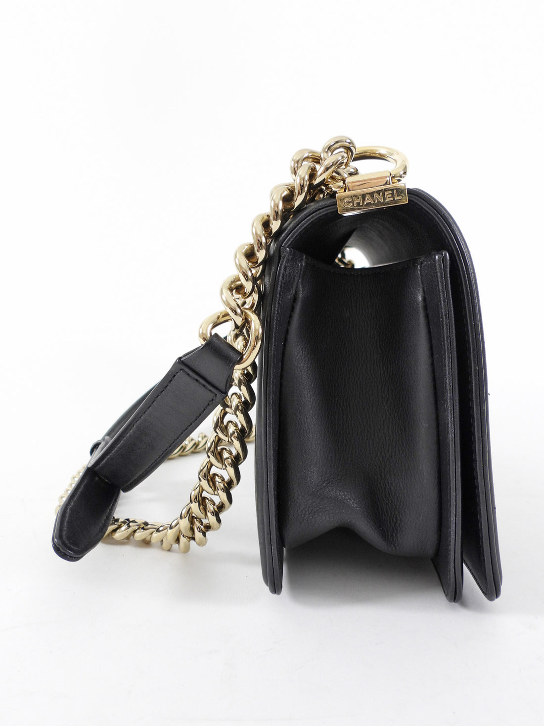 Chanel Black Chevron Quilted Leather Old Medium Le Boy Bag