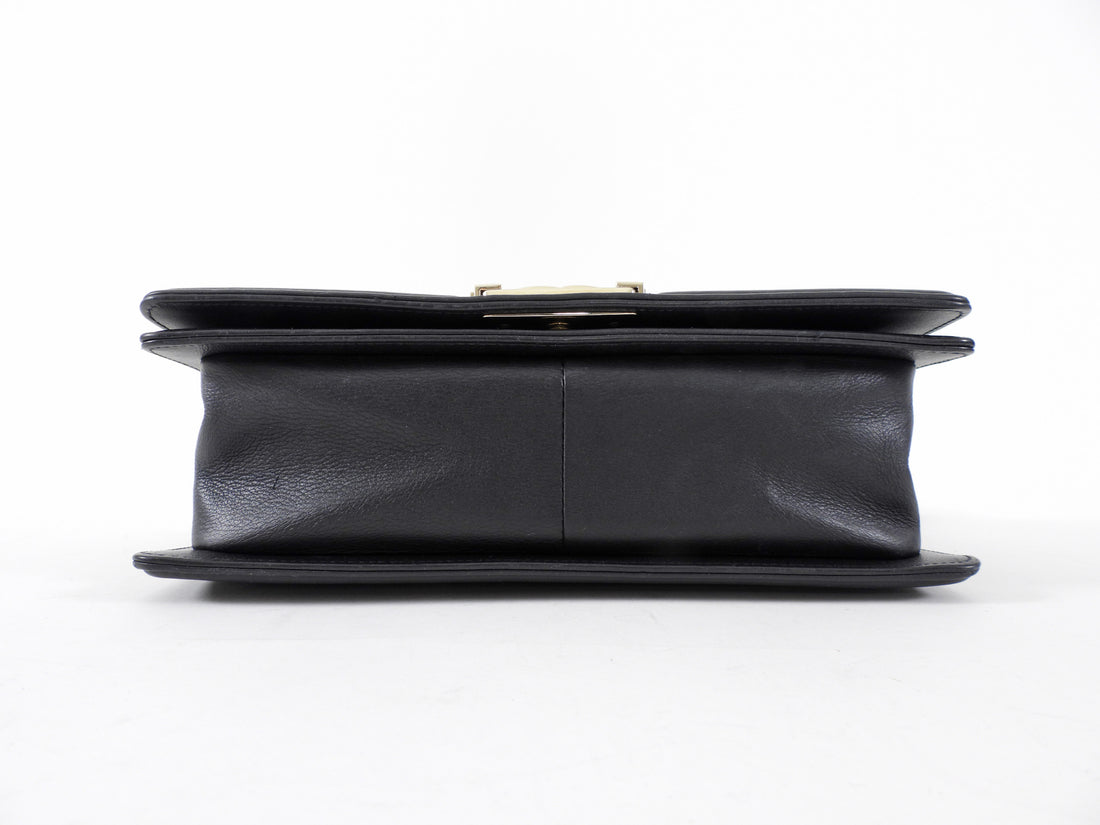 Chanel Black Chevron Quilted Leather Old Medium Le Boy Bag
