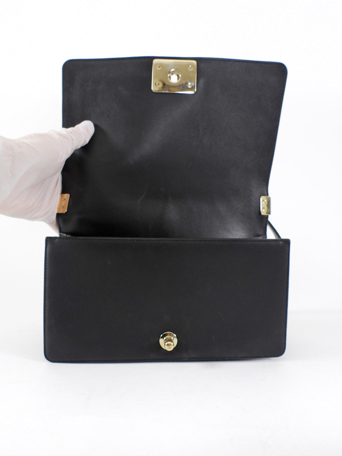 Chanel Black Chevron Quilted Leather Old Medium Le Boy Bag