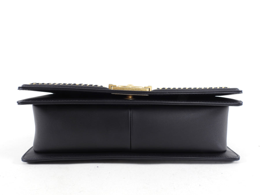 Chanel Large Black Quilted Boy Flap Bag with Top Handle