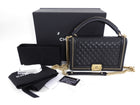 Chanel Large Black Quilted Boy Flap Bag with Top Handle