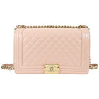 Chanel Iridescent Nude Pink Patent New-Medium Boy Bag GHW