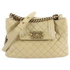 Chanel Beige Quilted Leather Boy Accordion Chain Tote Bag