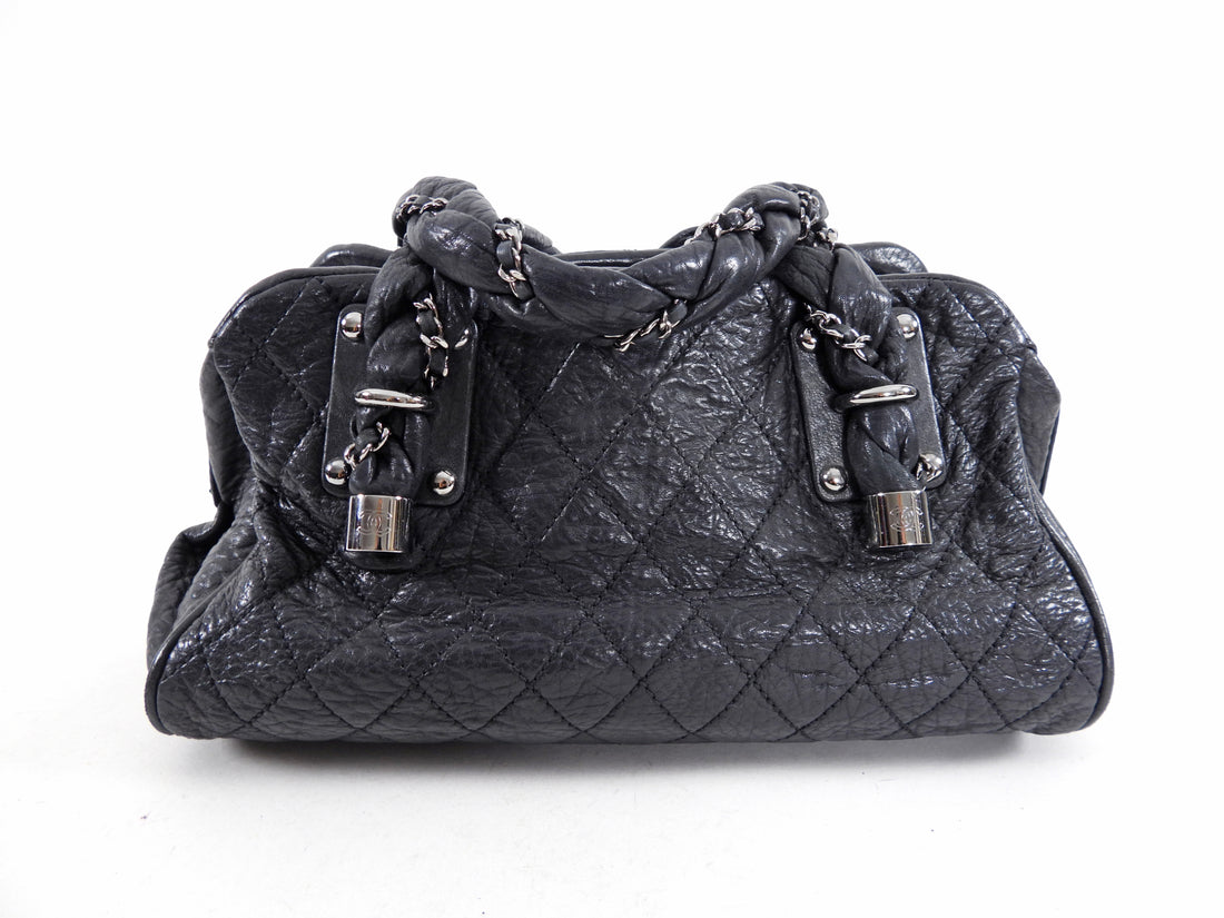 Chanel Black Quilt Lady Braid Bowler Bag