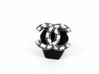 Chanel 13K Gunmetal Tweed CC Brooch