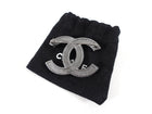 Chanel 13K Gunmetal Tweed CC Brooch