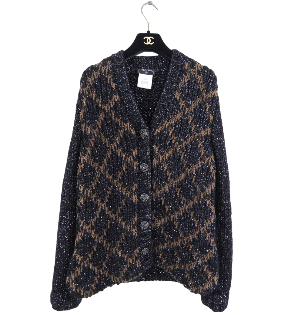 Chanel 2015 AW Black and Brown Shimmer Knit Cardigan Sweater - FR36 / 4