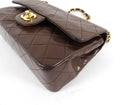 Chanel Vintage 1989 Chocolate Brown Lambskin Small Double Classic Flap Bag GHW
