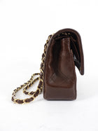 Chanel Vintage 1989 Chocolate Brown Lambskin Small Double Classic Flap Bag GHW
