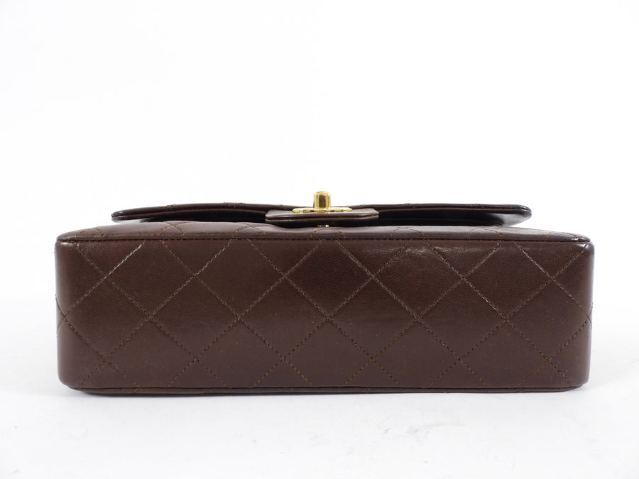 Chanel Vintage 1989 Chocolate Brown Lambskin Small Double Classic Flap Bag GHW